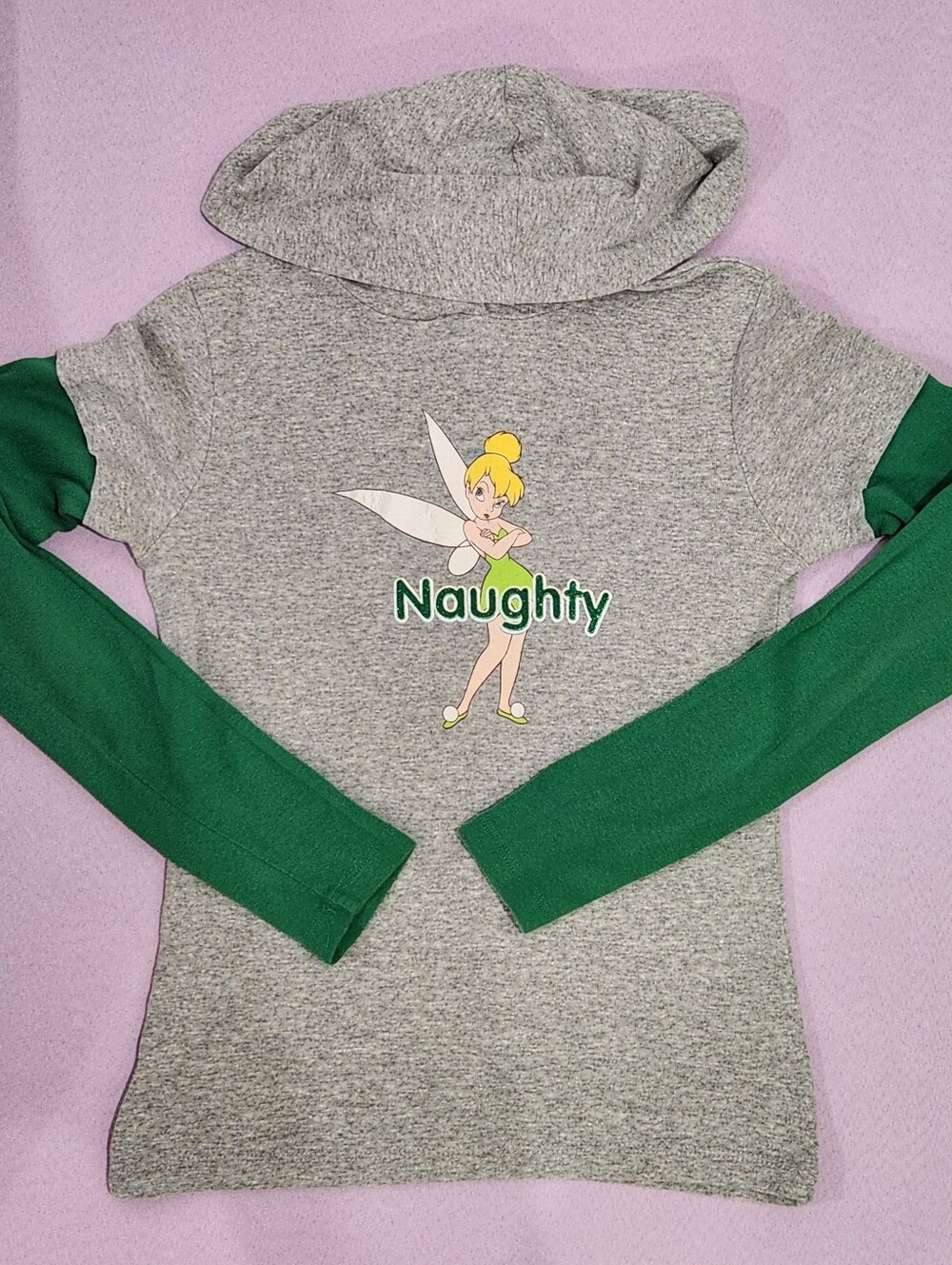 y2k Wonderful World of Disney Tinkerbell Naughty Junior Small Hooded Long Sleeve